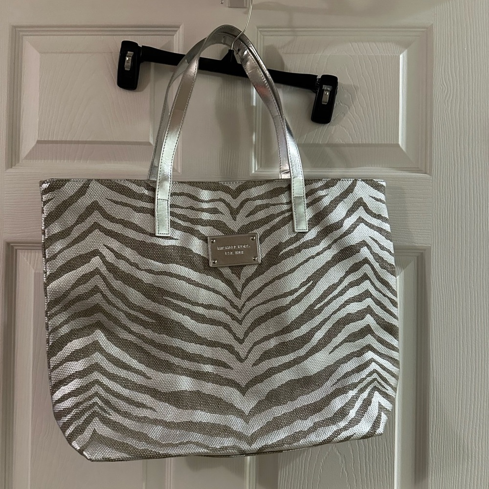 Silver Zebra Print Tote Bag